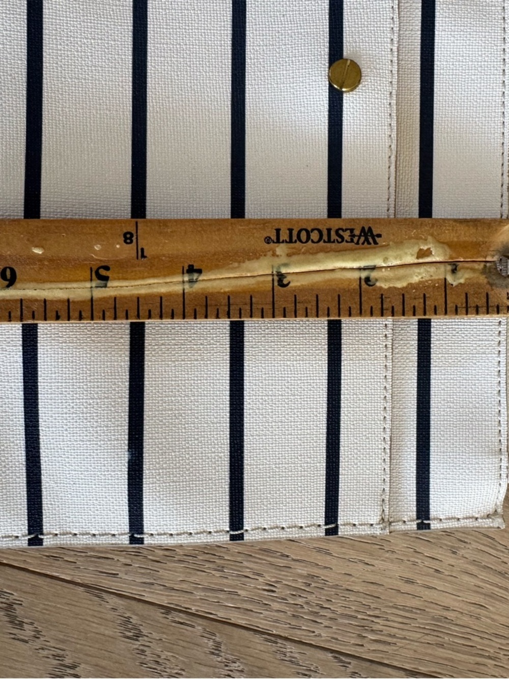 J. Crew Stripe Pouch White Blue - Picture 3 of 7